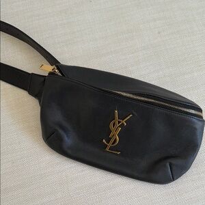 YSL Black Leather Belt Bag